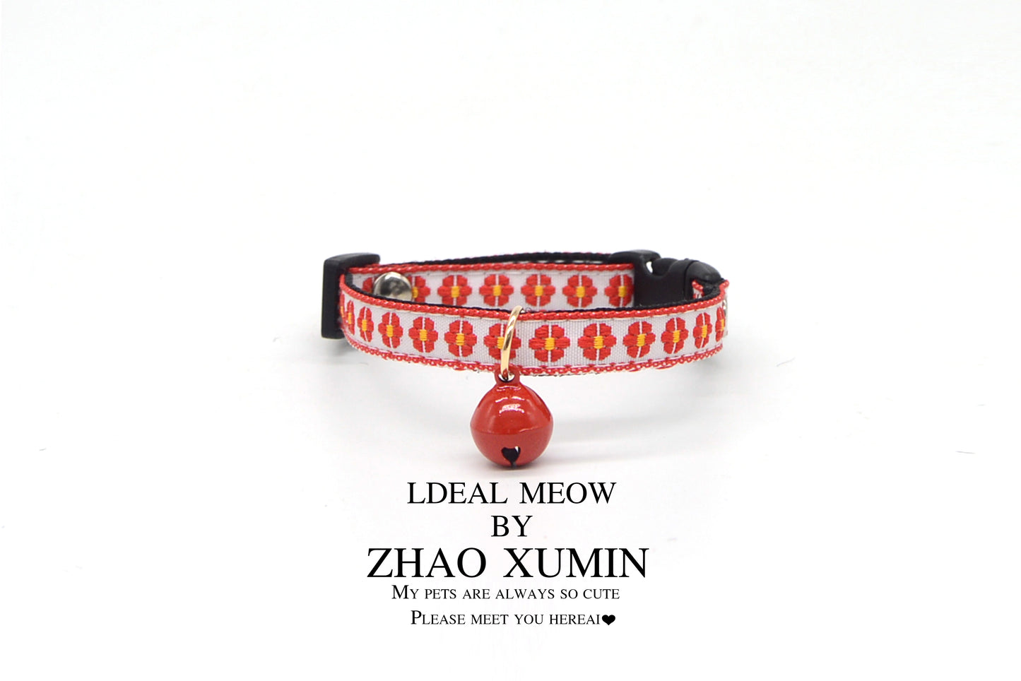 Cat Collar Cute Cartoon Lettering Anti-Discard Lightweight Red Jubilant Decoration Bell Cloth Material Small Size Dogs